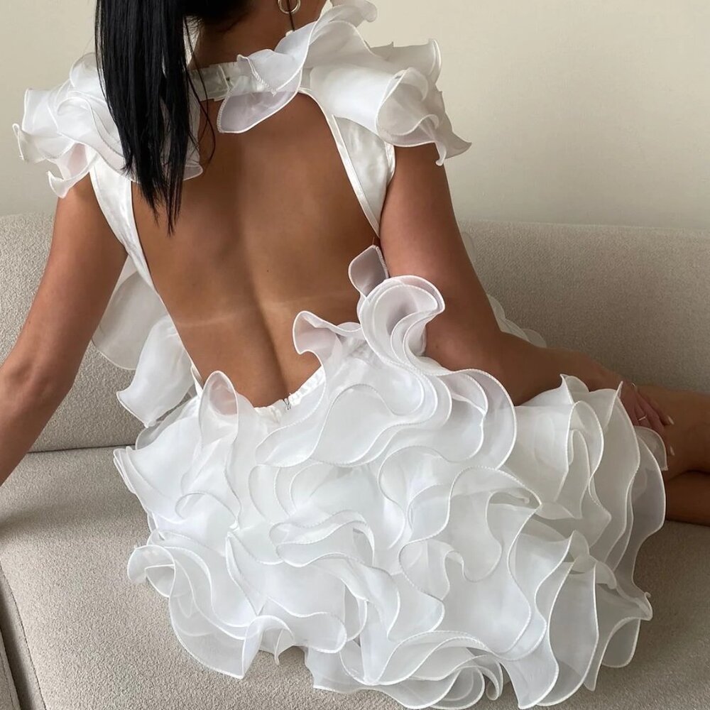 Stasia's Fool for Tulle: Wedding White 3D Floral Mini Garden Party Dress Large